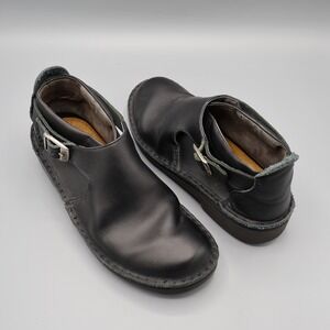 NAOT Malta Leather Shoes Women 7.5 Black Boho Casual Slip On Buckle Ankle Bootie